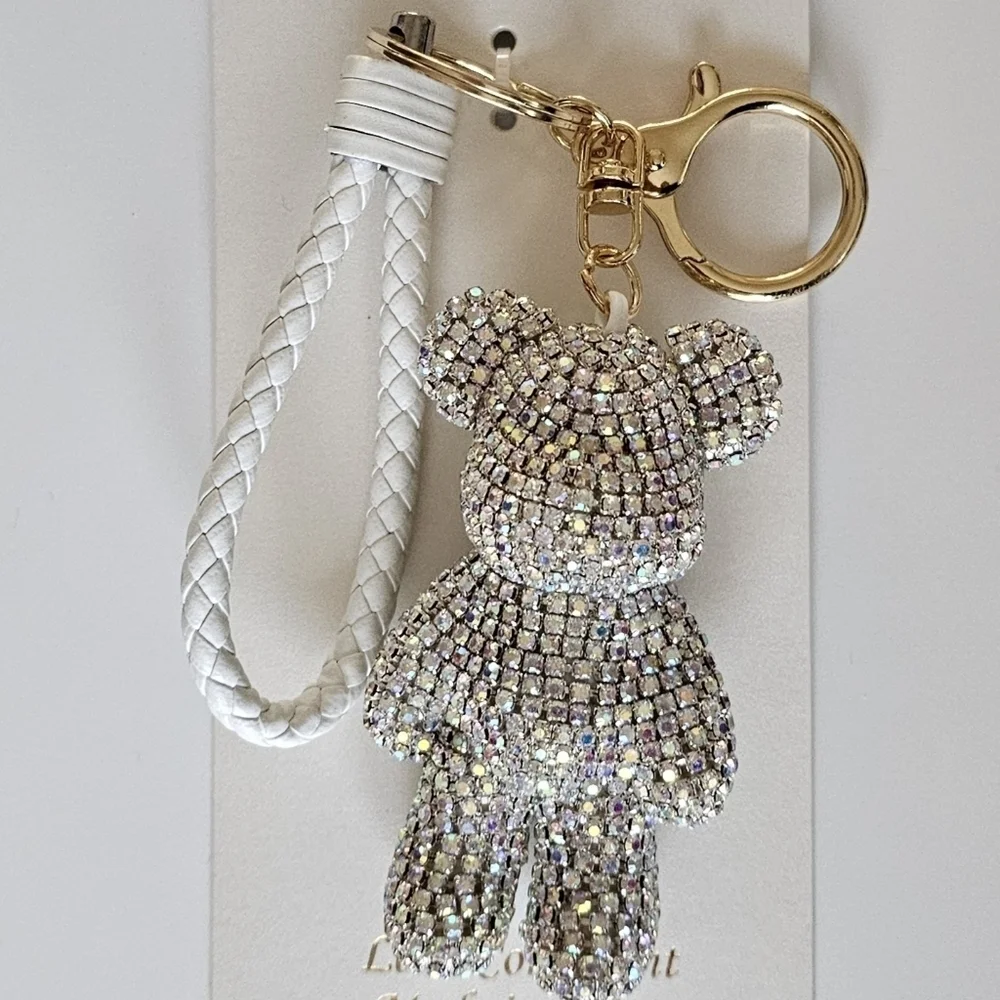 Sparkling bear Keychain Keyring Rhinestone Crystal Charms Cute Bag Pendant